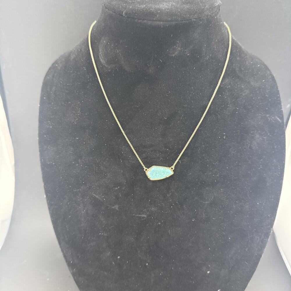 Kendra Scott Cami Necklace Aqua Kyocera Opal Gold Tone